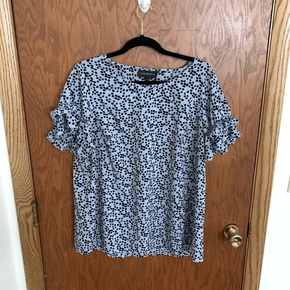 Lane Bryant Polka-Dot Ruffle Sleeve Blouse - Picture 1 of 4